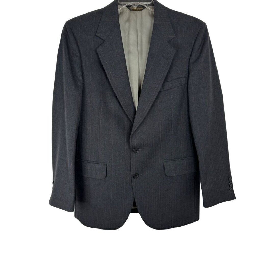 Johnny Carson for Belk Lindsey Grey Striped Blazer Sport Coat Jacket Union Made